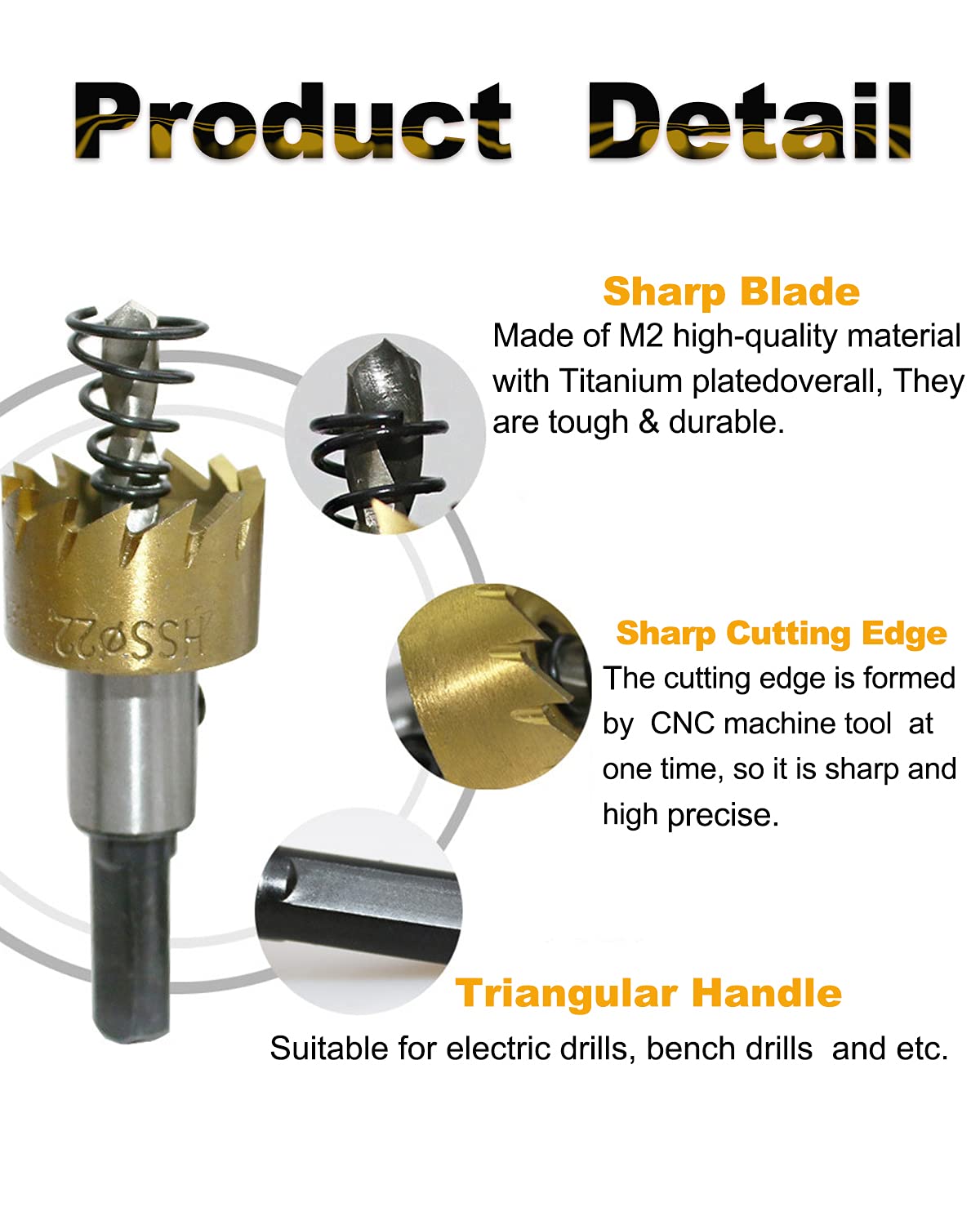 Verilux® Gold 5 Pcs Stainless Steel,Metal Alloy High Speed Hole Saw Drilling Tools Bit Set for Metal Sheet, Wood Piece, Plastic 16mm, 18mm, 20mm, 25mm, 30mm Verilux® Gold 5 Pcs Stainless Steel,Metal Alloy High Speed Hole Saw Drilling Tools Bit Set for Metal Sheet, Wood Piece, Plastic 16mm, 18mm, 20mm, 25mm, 30mm
